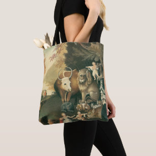 Peaceable Kingdom by Edward Hicks Vintage Folk Art Tote Bag