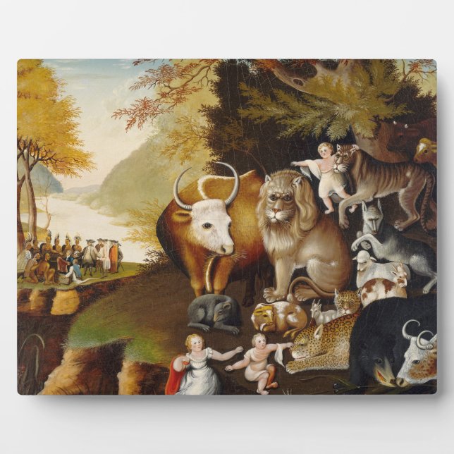 Peaceable Kingdom, c.1834 (oil on canvas) Plaque (Front)