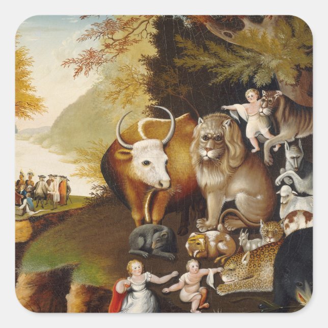 Peaceable Kingdom, c.1834 (oil on canvas) Square Sticker (Front)