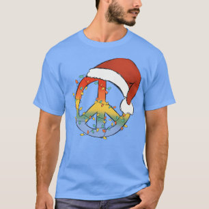 PeaceChristmas Light Santa Hat T-Shirt
