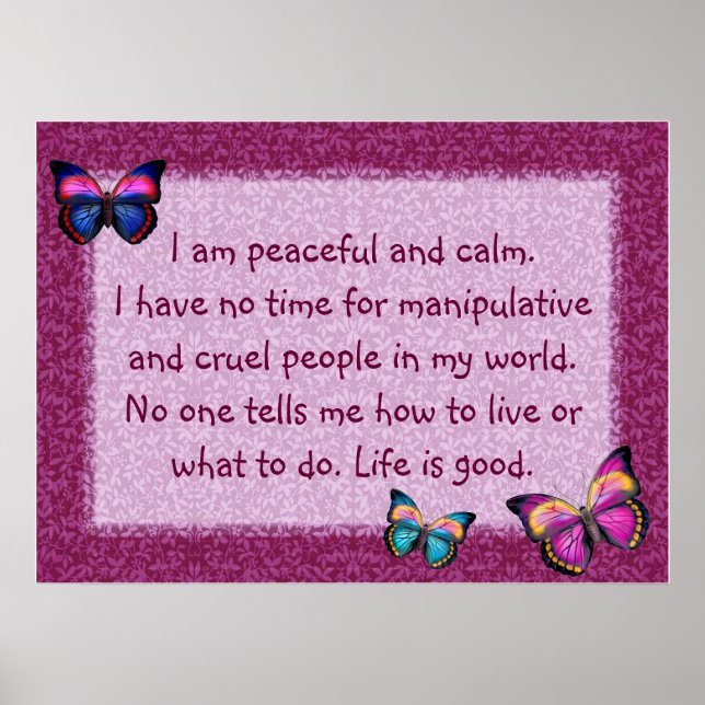 Peaceful Affirmation Butterflies Print (Front)