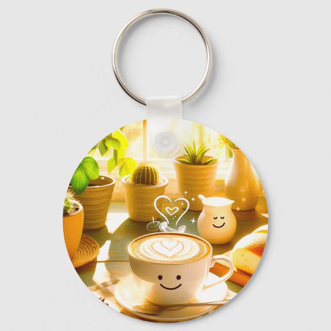 Peaceful and Heartwarming Cappuccino Morning Key Ring (Front)