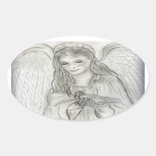 Peaceful Angel Oval Sticker