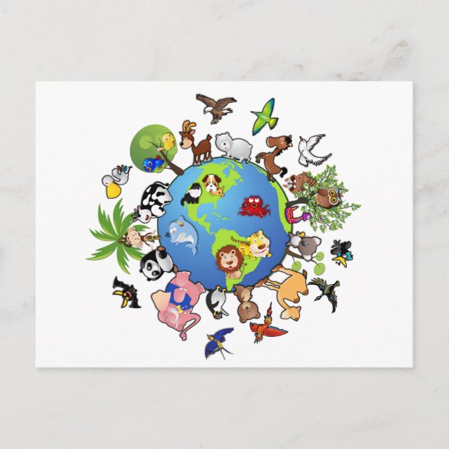 Peaceful Animal Kingdom - Animals Around the World Postcard (Front)