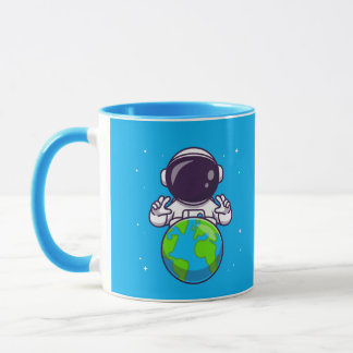 Peaceful Astronaut Holding Planet Earth Mug