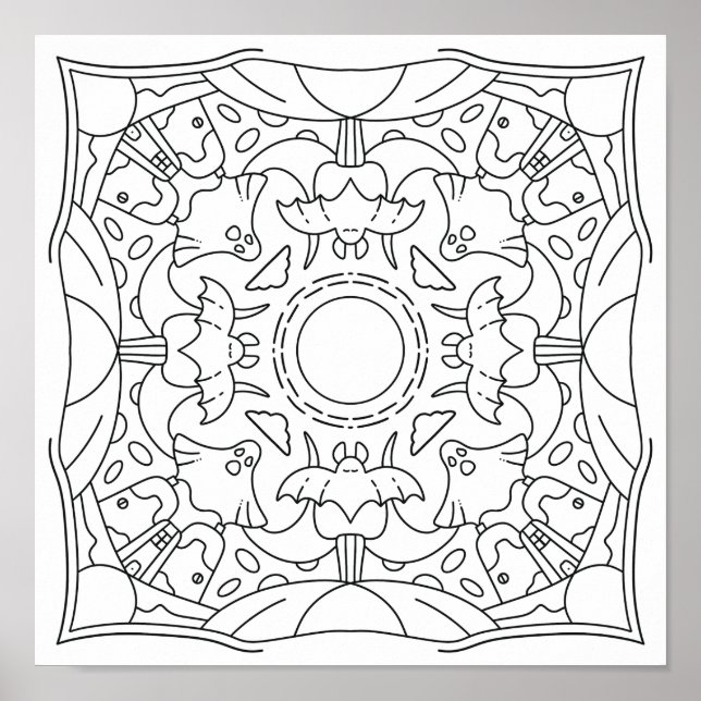 Peaceful Autumn: Halloween Spooky Night Colouring Poster (Front)