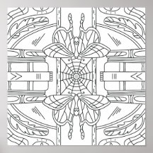 Peaceful Autumn: Moth in the Library Colouring