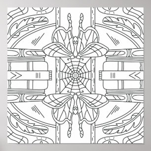 Peaceful Autumn: Moth in the Library Colouring Poster