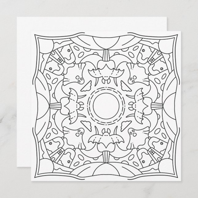 Peaceful Autumn: Spooky Night Colouring Card (Front/Back)