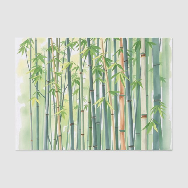 Peaceful Bamboo Forest in Watercolor Tissue Paper (Front)