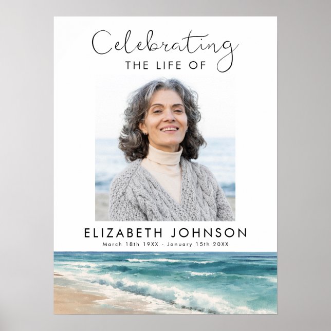 Peaceful Beach Celebration of Life Welcome Sign (Front)