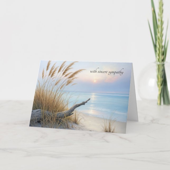 Peaceful Beach Morning Sympathy Card (Front)