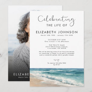 Peaceful Beach Ocean Celebration of Life Photo Invitation