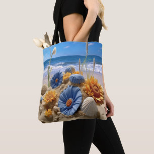 PEACEFUL BEACH SCENE WITH SEASHELLS TOTE BAG