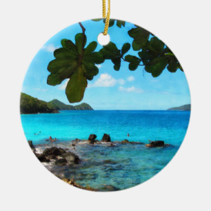 Peaceful Beach St Thomas Ceramic Tree Decoration