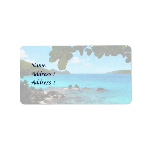 Peaceful Beach St. Thomas Wedding Products Label (Front)