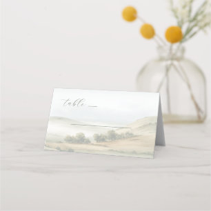 Peaceful Beige Watercolor Landscape Place Card