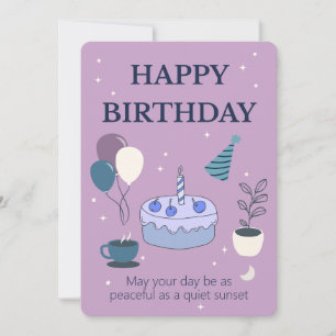 Peaceful Birthday Card with Night Sky and Moon