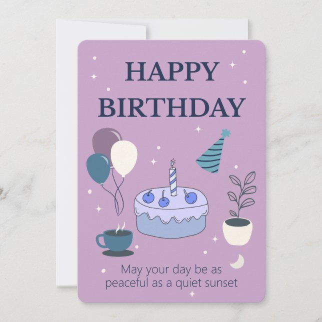 Peaceful Birthday Card with Night Sky and Moon (Front)