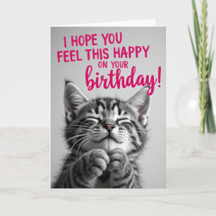 Peaceful Birthday Grey Cat Card