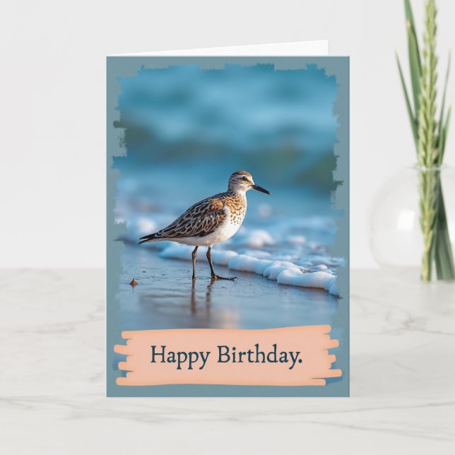 Peaceful Birthday Shorebird Card (Front)