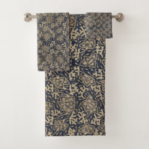 Peaceful Blue & Cream Batik Bathroom Towel Set