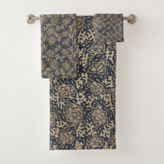 Peaceful Blue & Cream Batik Bathroom Towel Set