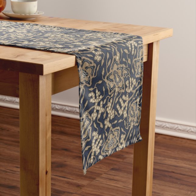Peaceful Blue & Cream Batik Table Runner (In Situ)