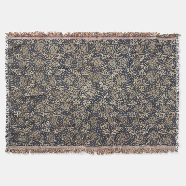 Peaceful Blue & Cream Batik Throw Blanket (Front)