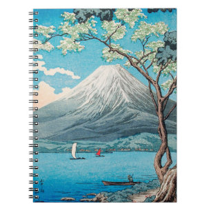 Peaceful Blue Mount Fuji Lake Print Notebook