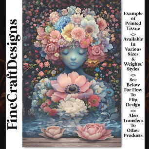 Peaceful Blue Skin Figure  AG31 Decoupage Tissue Paper