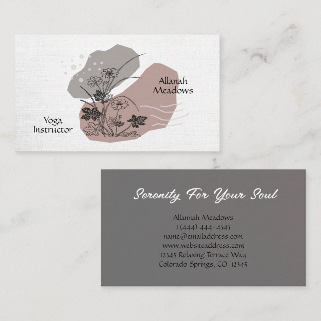 Peaceful Boho Yoga Instructor Business Card (Front/Back)