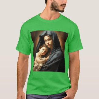 Peaceful Bond Between Mother and Child in Portrait T-Shirt
