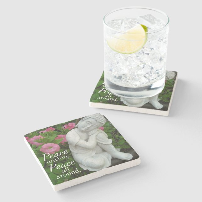 Peaceful Buddha Garden Stone Coaste – Peace Within Coaster (Side)