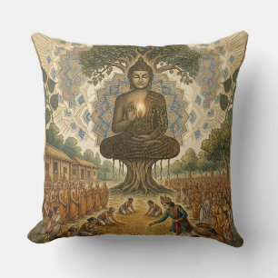 Peaceful Buddha Meditation Art Throw Pillow - Spir