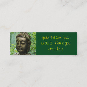 Peaceful Buddha Statue in a Leafy Green Forest Mini Business Card