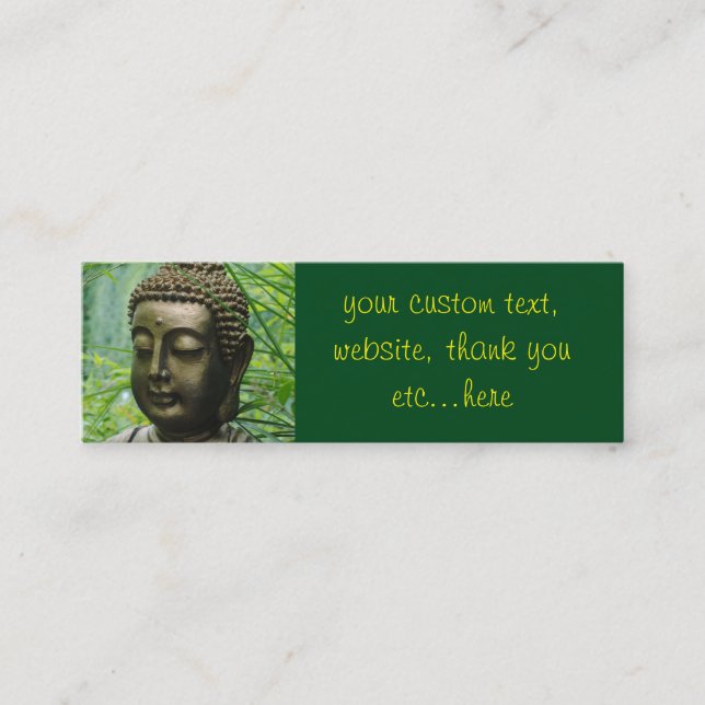 Peaceful Buddha Statue in a Leafy Green Forest Mini Business Card (Front)