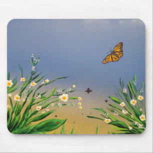 Peaceful Butterfly Sunset Sky Aesthetic Nature Mouse Pad