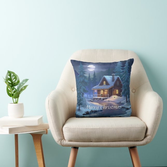 Peaceful Cabin in Winter Forest Cushion (Chair)