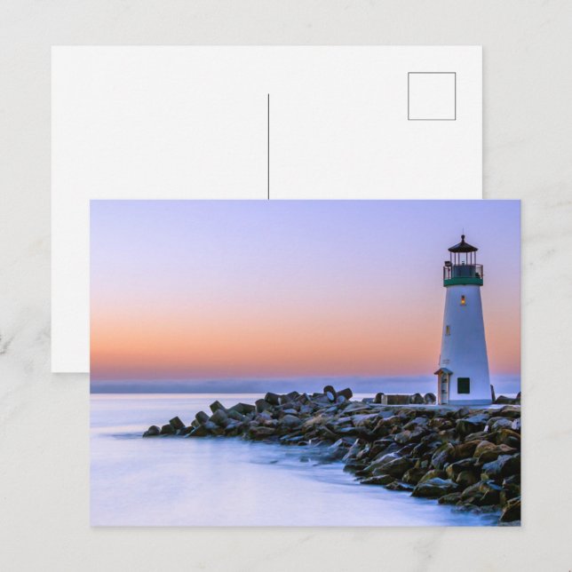 Peaceful Calm Coastal Simplistic Lighthouse Art Postcard (Front/Back)