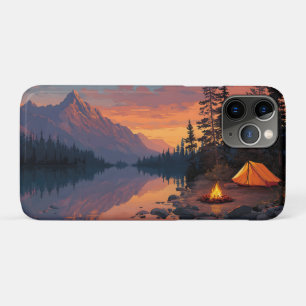 Peaceful Camping Scene by a Mountain Lake Case-Mate iPhone Case