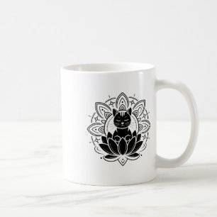 Peaceful Cat Lotus Flower Yoga Meditation Tee  Coffee Mug