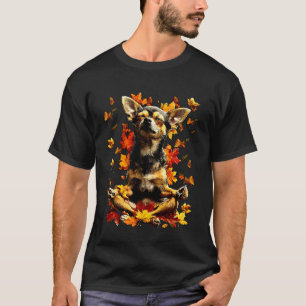 Peaceful Chihuahua Fall Leaves Meditating Animal A T-Shirt