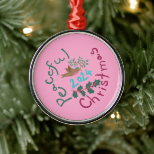 Peaceful Christmas 2024 mistletoe bird Ornament