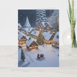 Peaceful Christmas Village Holiday Card