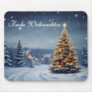Peaceful Christmas Village with Lights Mouse Pad