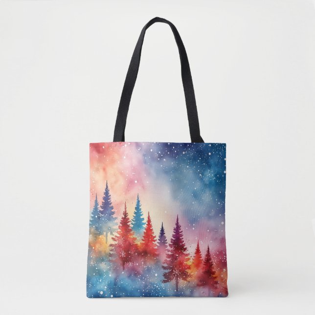 Peaceful Christmas Watercolor Tote Bag (Front)