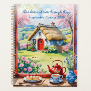 Peaceful Cottage View with Tea & Flowers Planner