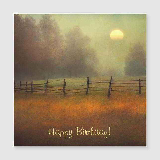 Peaceful Country Scene Magnetic Birthday Card (Front)