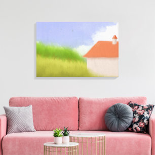 Peaceful Countryside Landscape Painting Canvas Print